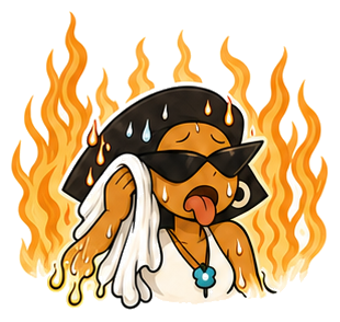 SunDeck character reacting to intense summer heat